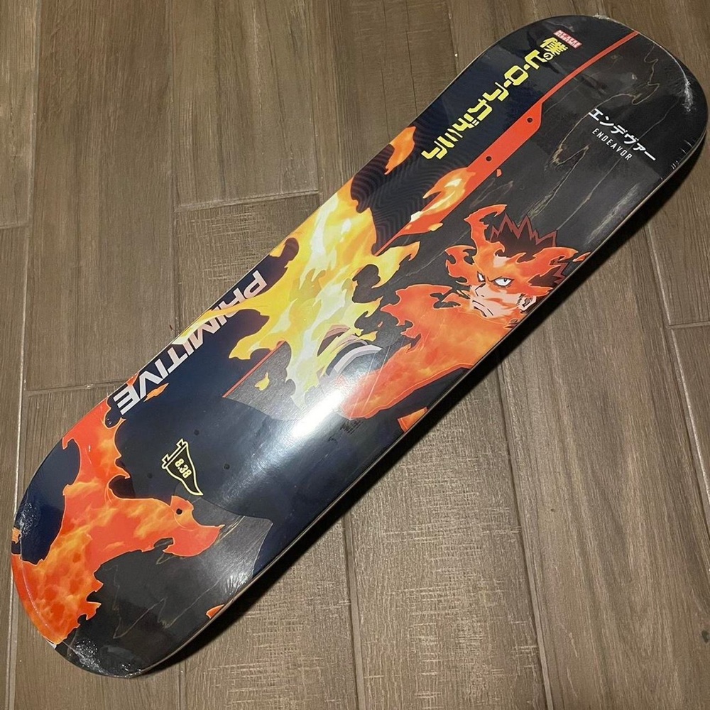 Primitive x My Hero Academia Endeavor Anime Skateboard Deck 8.38